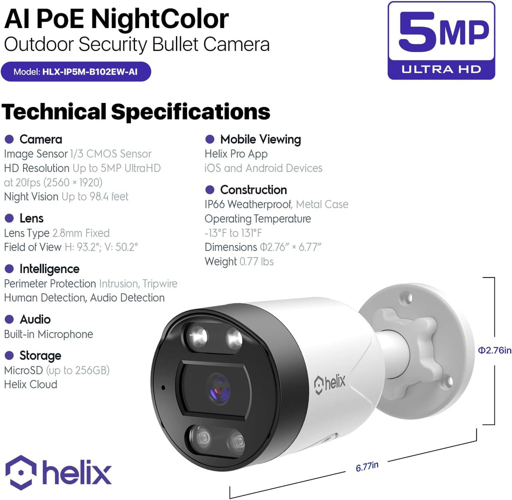helix 5mp outdoor ip security poe camera, human, view 10
