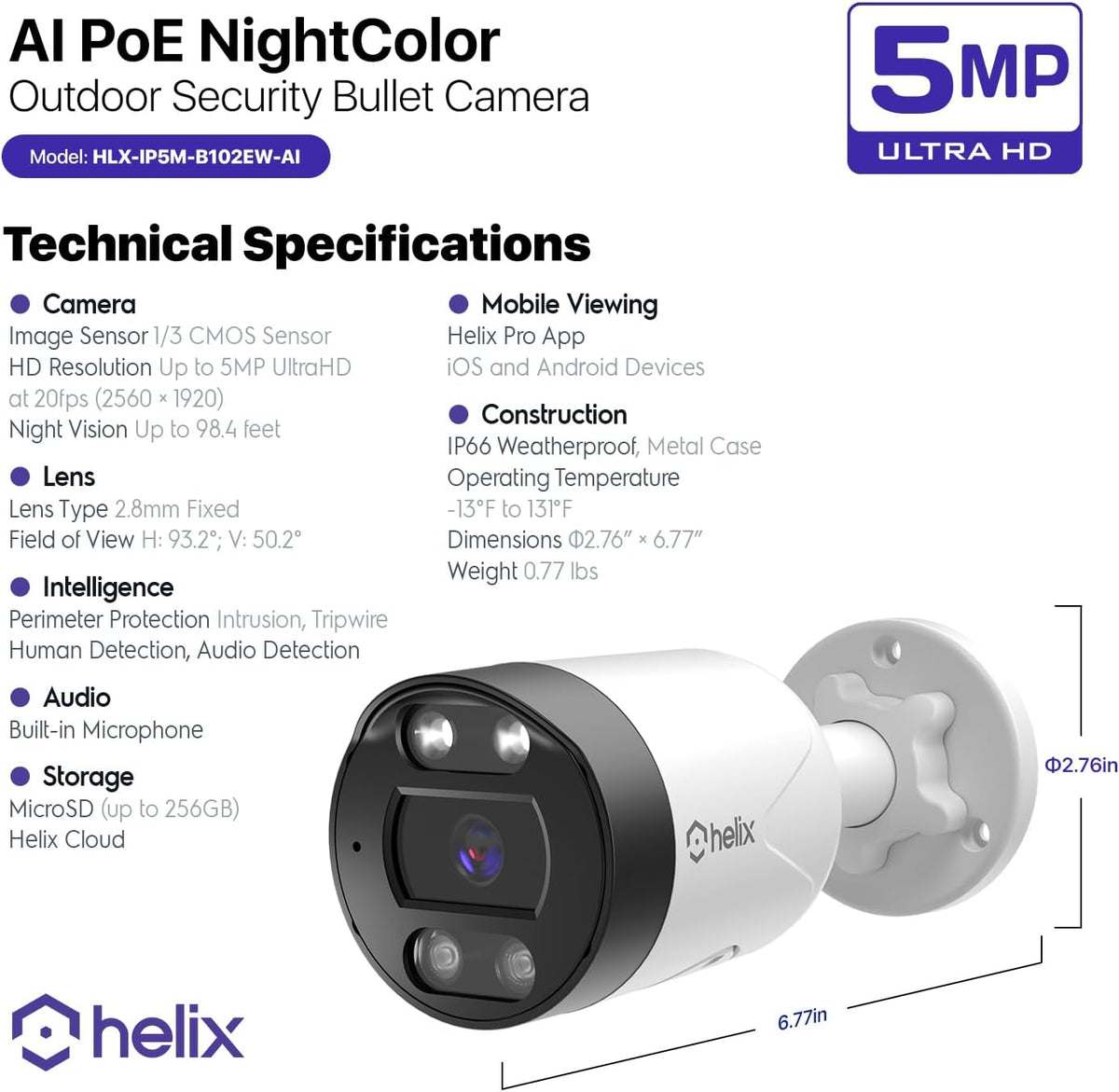 helix 5mp outdoor ip security poe camera, human, view 10