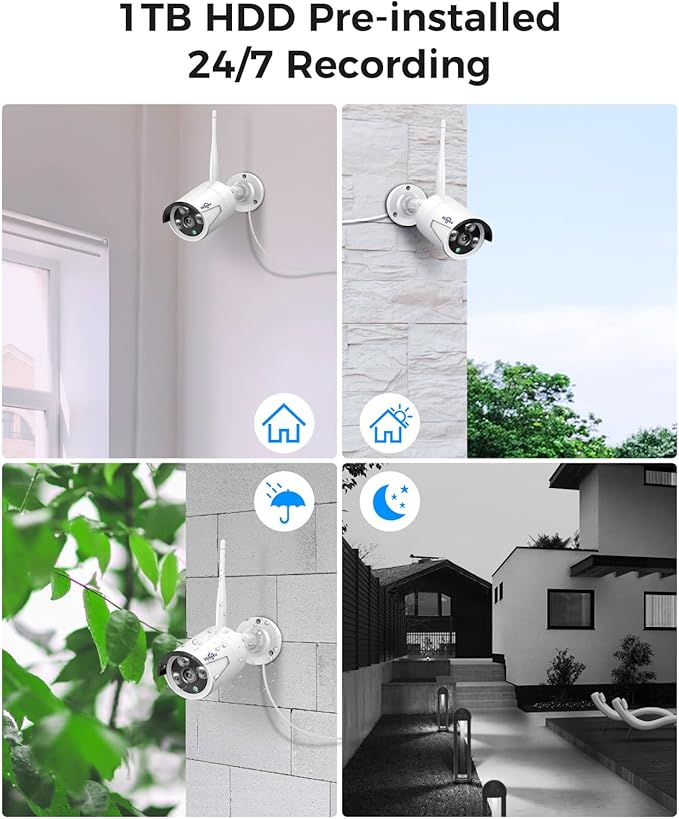 Hiseeu Home Security Camera System, No Subscription, 4K NVR (4pcs)