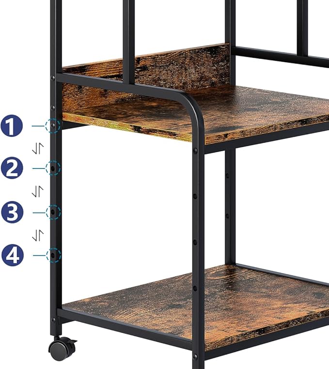 Arbuxzuy Printer Stand with Storage Shelf, 3 Tier Printer Cart with Wheels