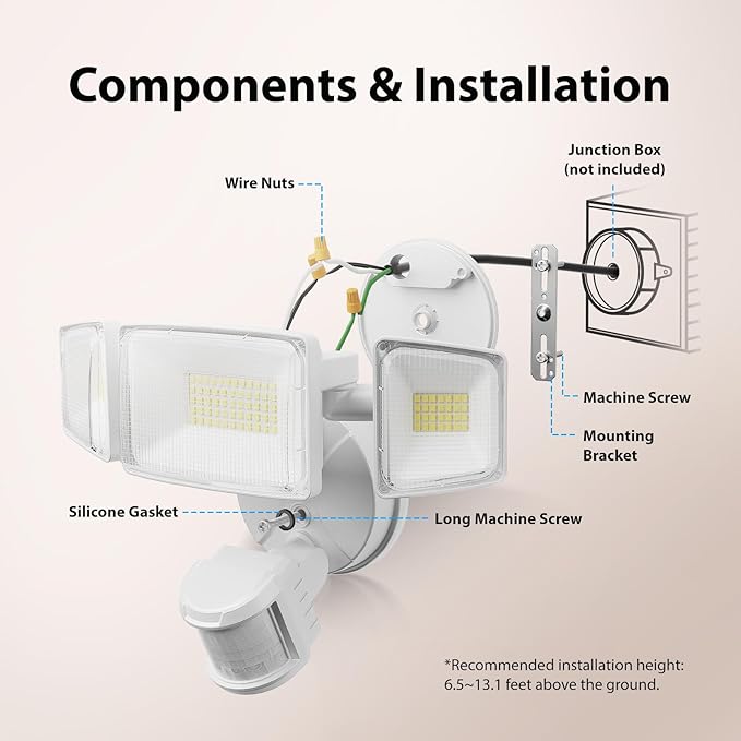 Onforu 2 Pack 100W 11000LM LED Motion Sensor Outdoor Lights, Dusk to Dawn Flood