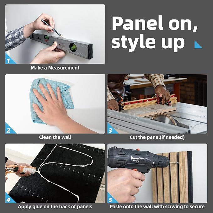 Art3d 4-Piece 94 x 12.6 Inch Acoustic Lightweight Slat Wall Panel