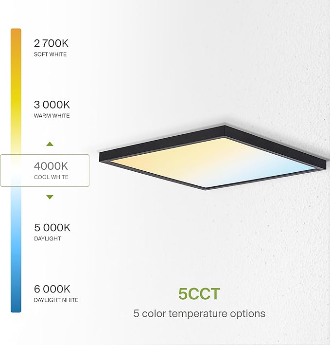 ASD LED 12" Square Flush Mount Ceiling Light Fixture, Low Profile Surface (4 Pack)
