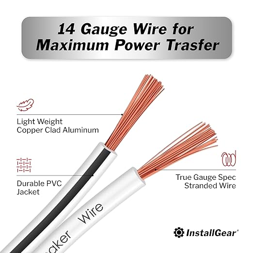 InstallGear 14 Gauge AWG Speaker Wire Cable