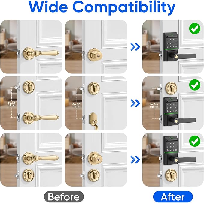 Keypad Smart Door Lock with Handle, Keyless Entry Deadbolt
