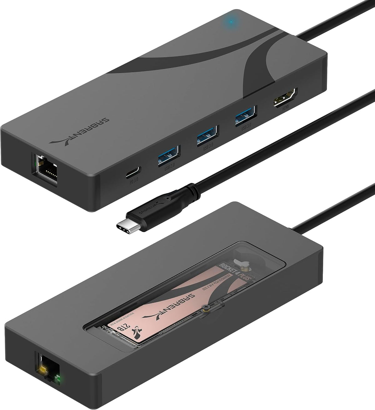 SABRENT USB-C Hub & SSD Enclosure, 6-Port Dock