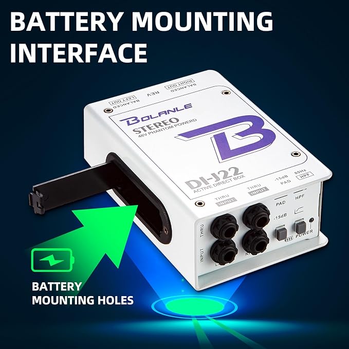 Bolanle J22 Professional Stereo DI Box/Splitter XLR 1/4 inch, Dual Channel