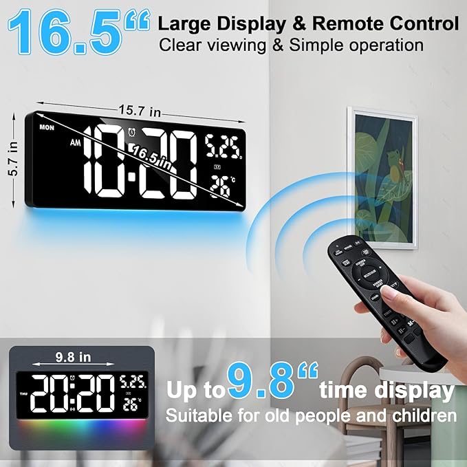 Xflyee 16.5" Digital Clock Large Display