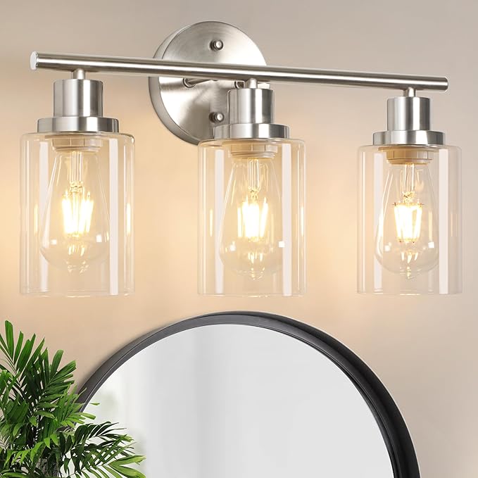 Unicozin 3 Light Vanity Lights, Brushed Nickel Wall Sconce Light