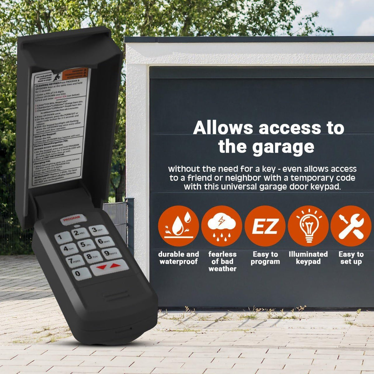 for GK-R Garage Door Opener Keypad, Compatible with All Genie Intellicode and Overhead Garage Door Openers, Replace 37332R, GK-BX, OKP-BX, GWKP, GWK-IC, ACSDG, ACSDA1, ACSD1G, B8QACSDA etc. (Black)