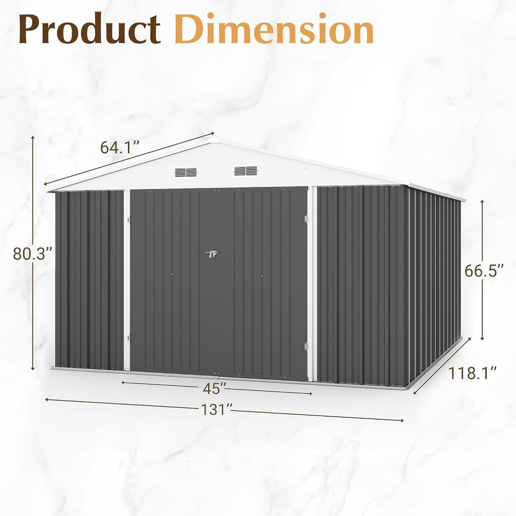 gunji 10 x 10 ft shed outdoor storage, close-up detail