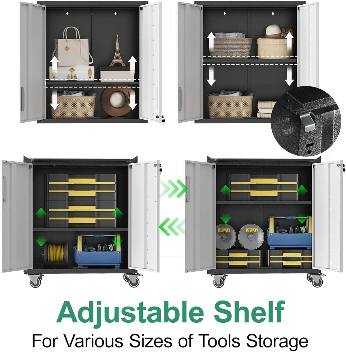 Garage Cabinet System | Heavy Duty Steel All-in-One Modular Garage Cabinet Set for Ultimate Workshop Organization | Easy Assembly Garage Storage Cabinets & Tool Bench