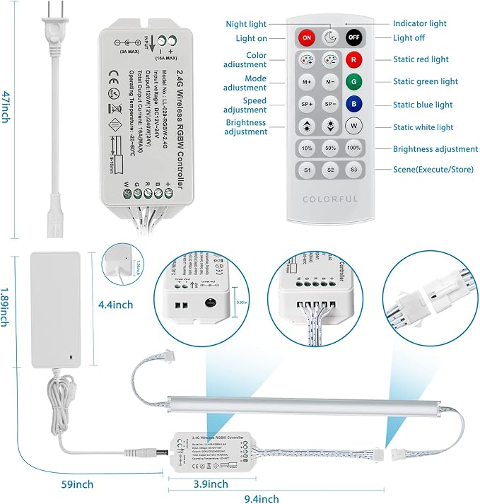 Under Cabinet LED Lights Kit. RGB Color Changing & Super Bright White Lighting.