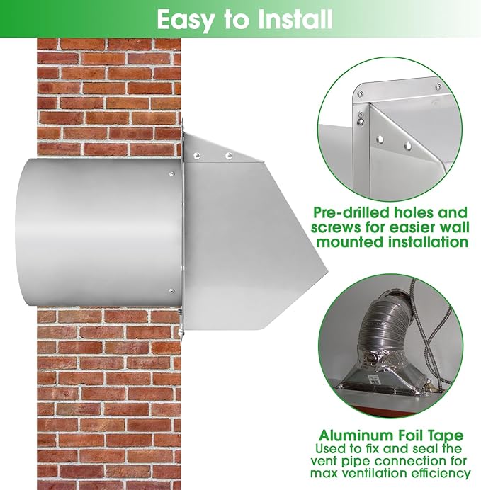 4 Inch Dryer Vent Cover Outside Hooded Wall Vent