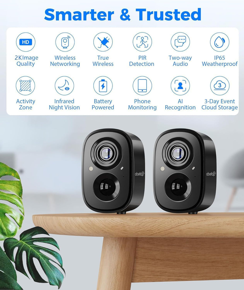 2k wireless security cameras - outdoor wifi security, front angle view