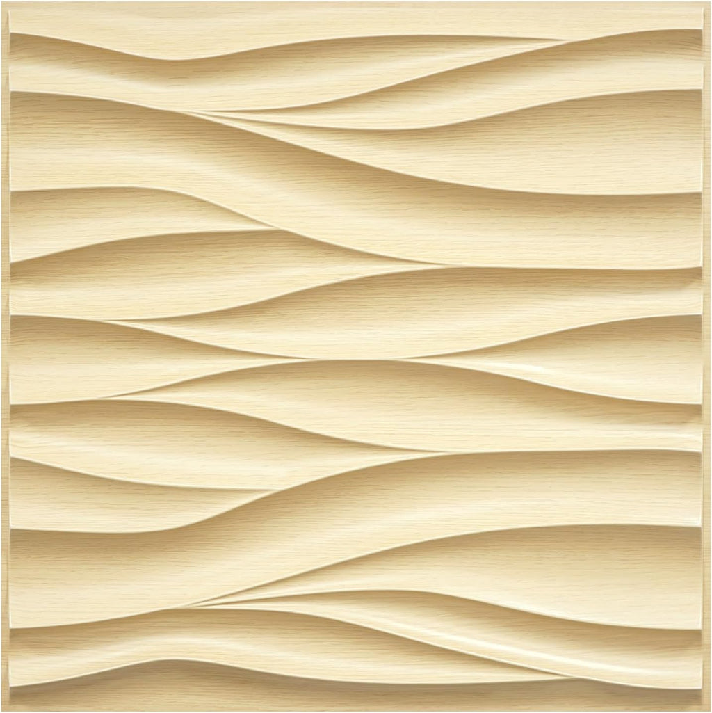 STICKGOO Wave Wall Panels for Interior Wall Decor, Light Oak 3D Wall Panels (Pack of 12)