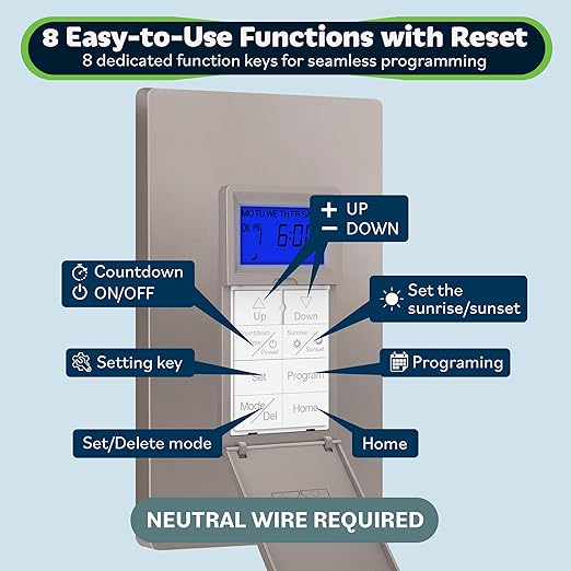 TOPGREENER Digital Astronomic Timer Switch, 7-Day Programmable Sunrise Sunset