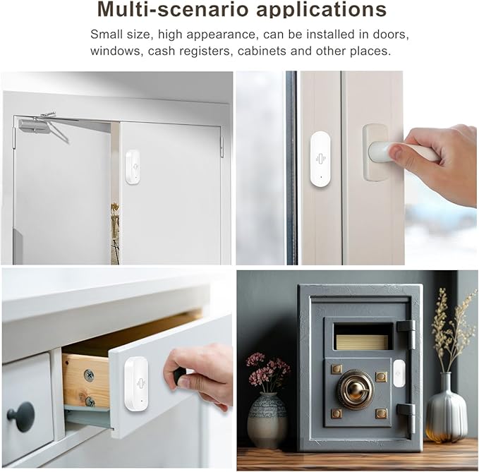 Smart Vibration Sensor: Wireless Glass Break Detector, WiFi Door Sensor (4-Pack)