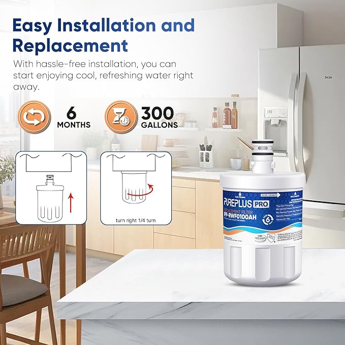 PUREPLUS PRO NSF/ANSI 53&42 Certified Refrigerator Water Filter Replacement (3 Pack)