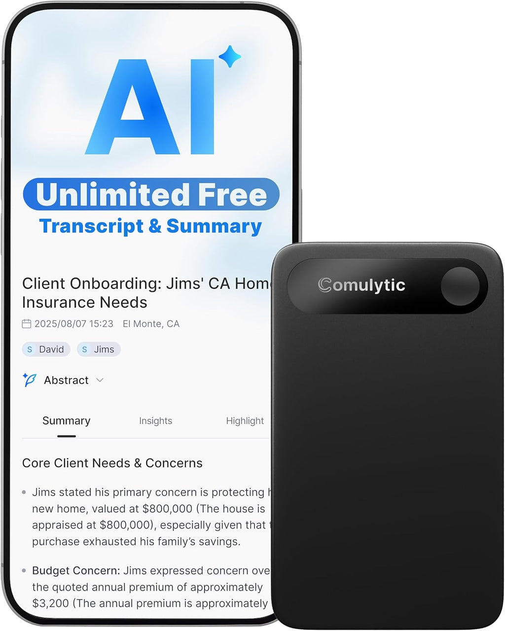 Comulytic Note Pro AI Voice Recorder, Unlimited Transcribe & Summarize