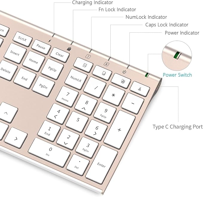 Wireless Keyboard and Mouse, Vssoplor Rechargeable Quiet Full-Size Keyboard and