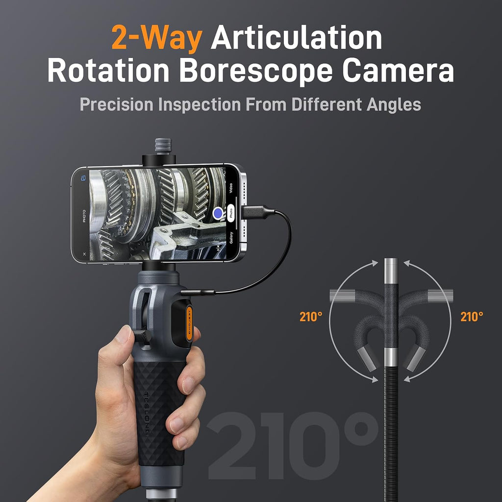 teslong usb-c two-way articulating borescope for home & shown in use