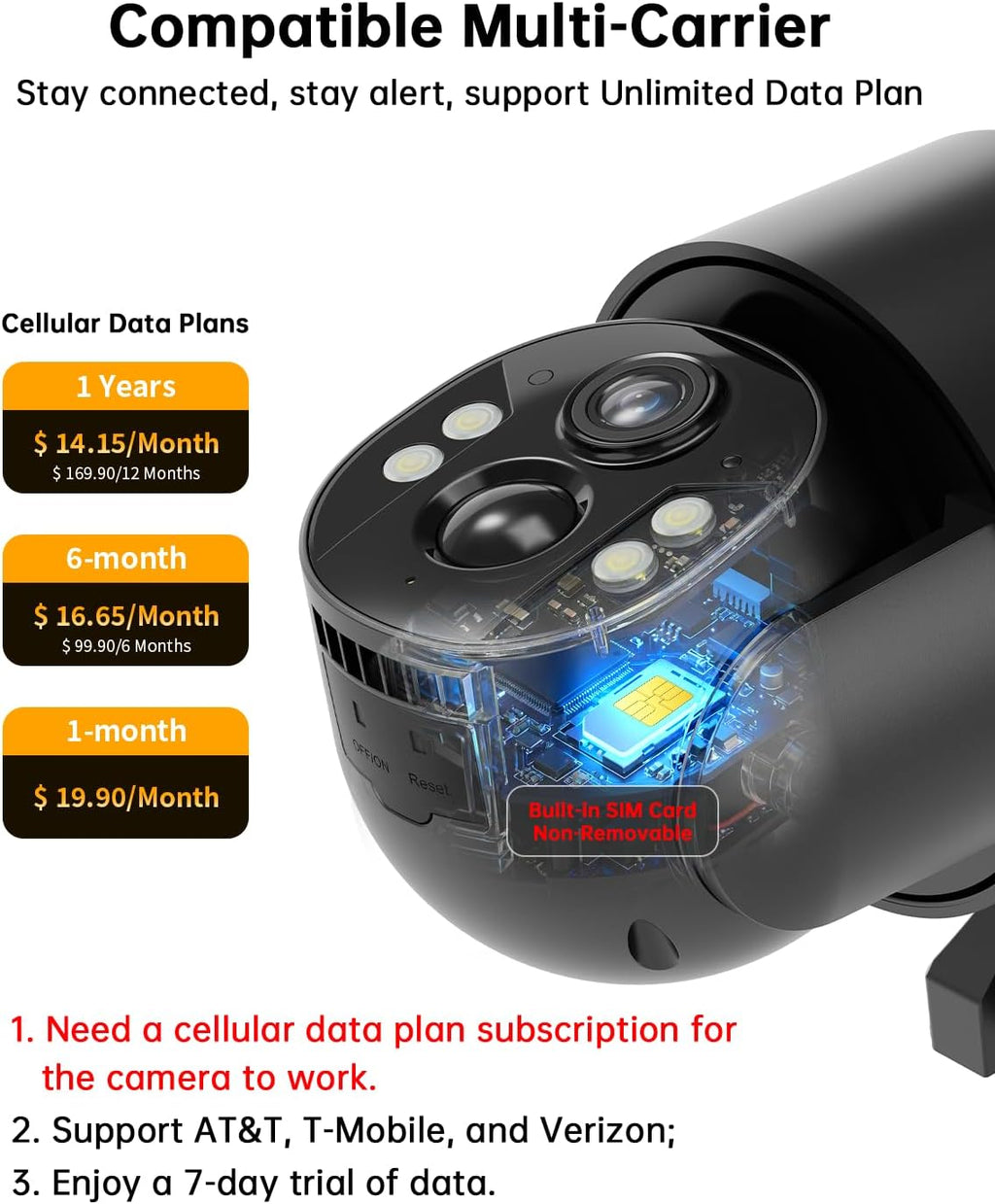 no wifi security camera, 4g lte cellular, 4mp, close-up detail