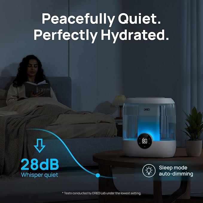 DREO Smart Humidifiers for Bedroom, 6L Top Fill Supersized Cool Mist Humidifier