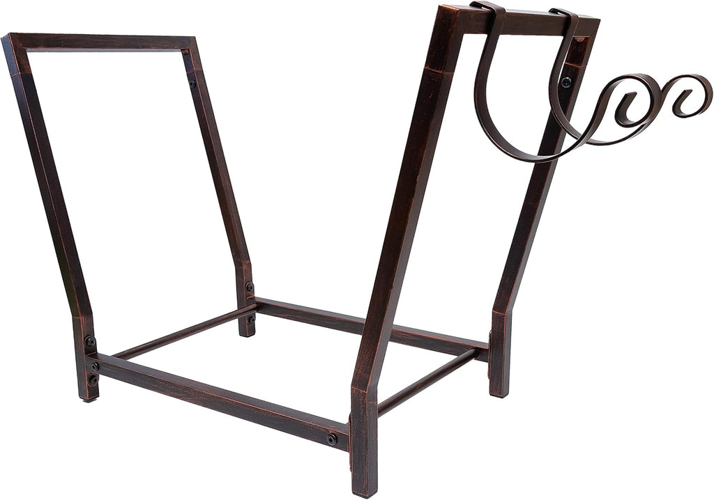 FireProof Pros Fireplace Wood Holder with Kindling Wood Organizer. 25.6in Rustic Copper