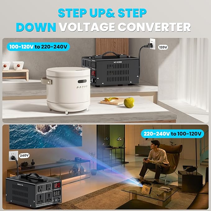 1000W Voltage Converter Transformer Step Up/Down Converter 110/120 Volt