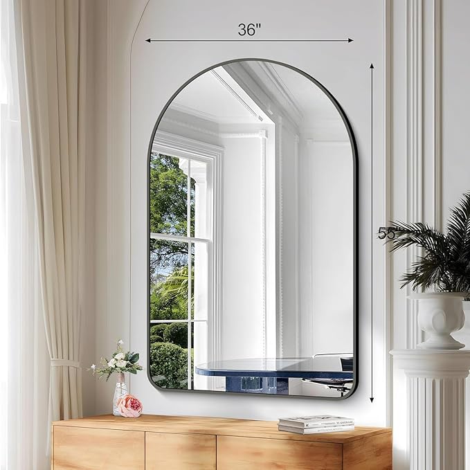 Arched Bathroom Mirror, Wall Mounted Mirror, Living Room, Hanging or Leaning