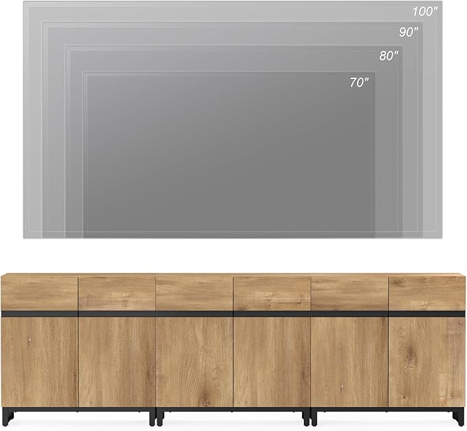 WAMPAT Modern TV Stand for TVs up to 110 inch, 3 in 1 Wood Entertainment Center