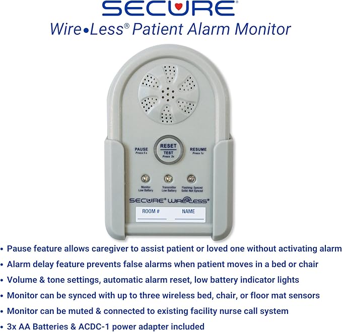 Secure Bed Alarm for Elderly Adults, Dementia Patients, Seniors