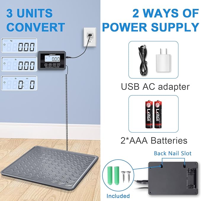 THINKSCALE Shipping Scale, 440lb/1oz Digital Heavy Duty Postal Scale, Strong
