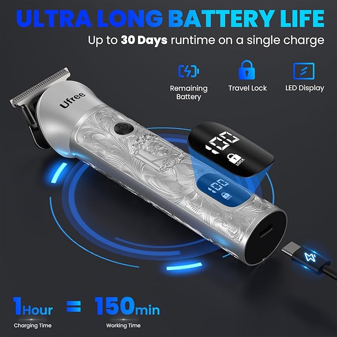 Ufree Beard Trimmer for Men, 7 in 1 Electric Shavers Razor, Cordless Hair