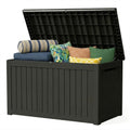 300 Gallon Outdoor Storage Box Resin Deck Box All Weather Waterproof Large Lockable Storage Container Deck Box for Patio Furniture, Garden Tools, Lockable, Black New