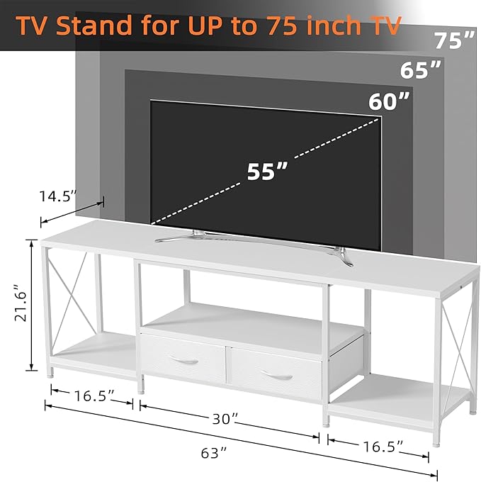 GYIIYUO TV Stand with Fabric Drawer