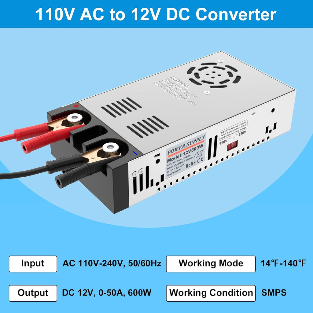 imaycc ac to dc converter - 110v to shown in use