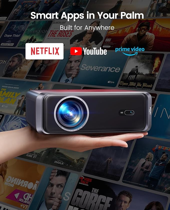 Smart-Projector with WiFi6 and Bluetooth, Outdoor Movie Projector & DoIby