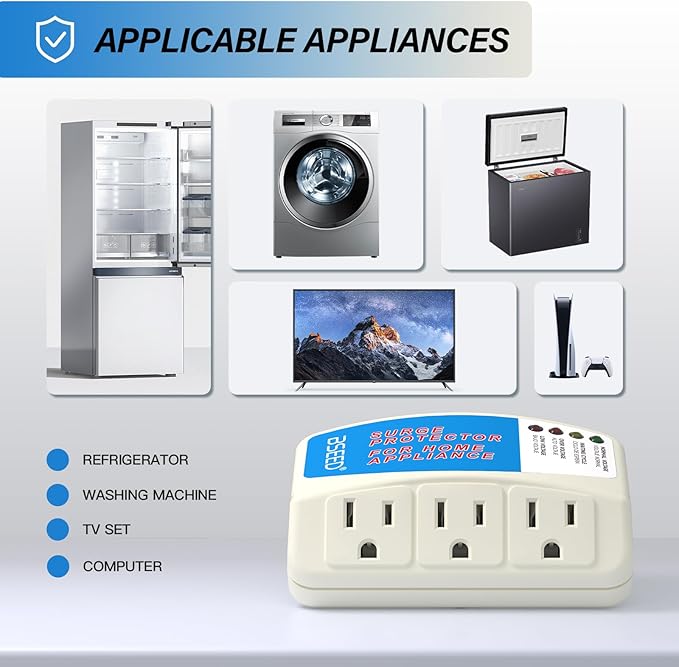 BSEED Surge Protector for Home Appliance 3 Outlet Surge Protector for (4 Pack)