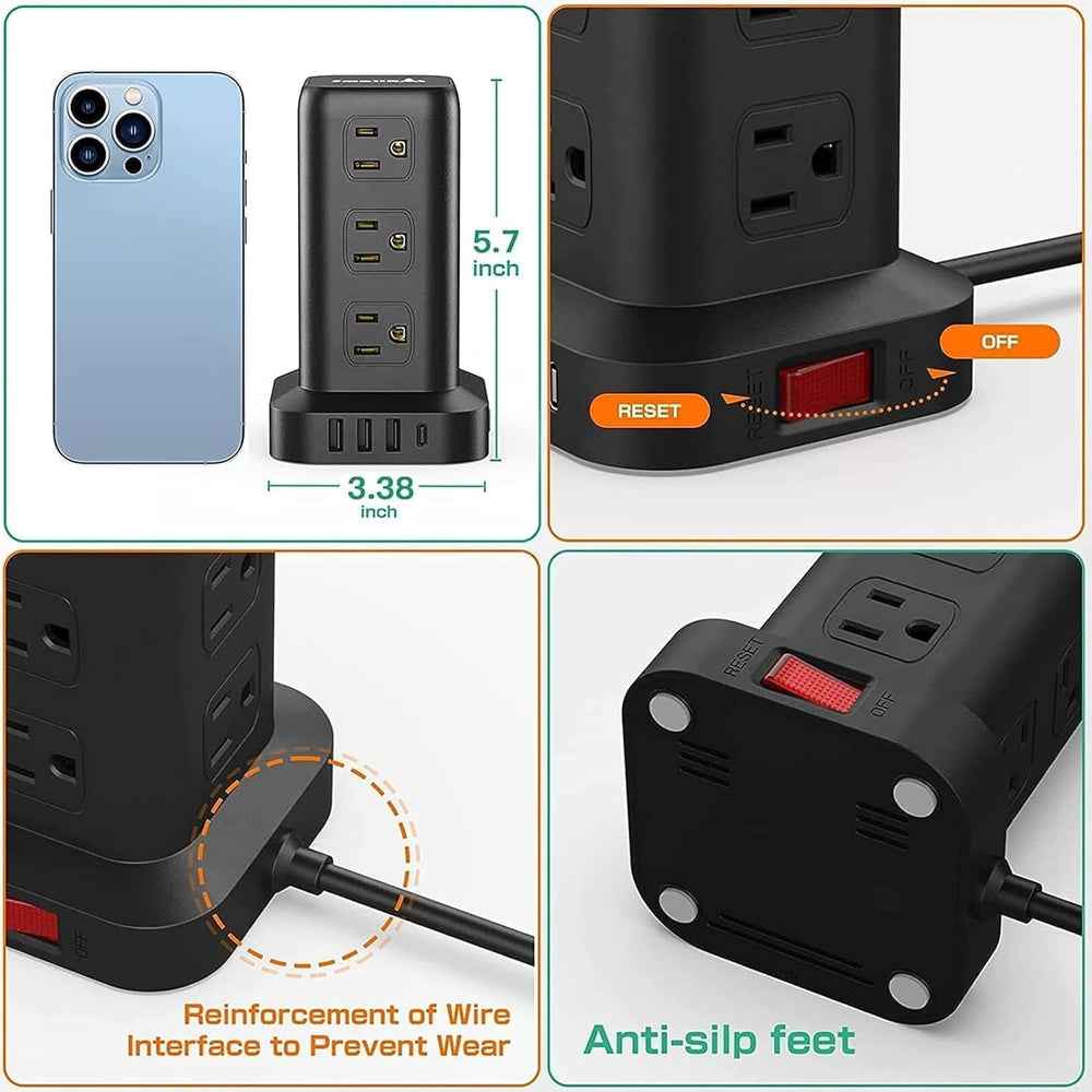 Extension Cord with Multiple Outlets, SMALLRT Power Strip Tower, Outlet Exten...