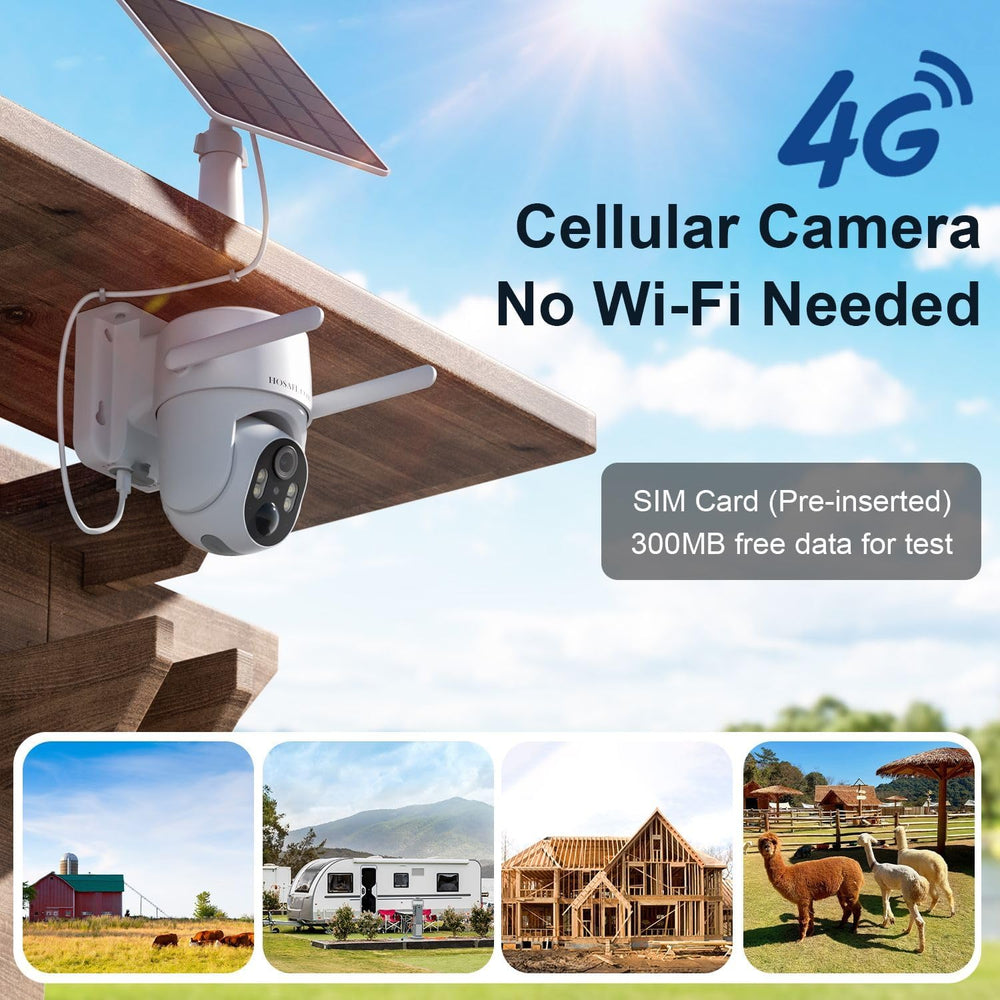 4G LTE Cellular Security Camera No Internet Needed, 2K Solar No wifi Security...
