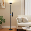 Torchiere Floor Lamp, 72 Inch 30W LED Standing Lamp, 1800LM, Stepless Dimmable, 3000K-6500K, Remote and Button Control, Modern Pole Light for Living Room Bedroom Office, Black