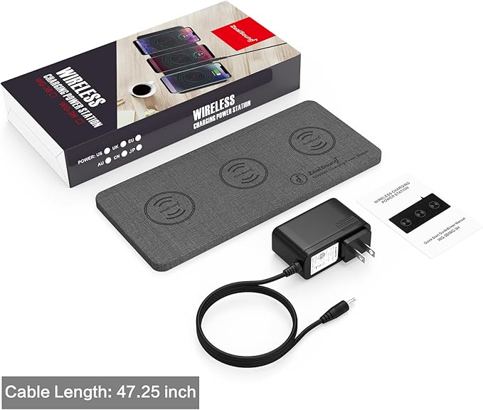 ZealSound Triple Wireless Charger, Charging Pad, Ultra Slim Fast 3x10W Charger