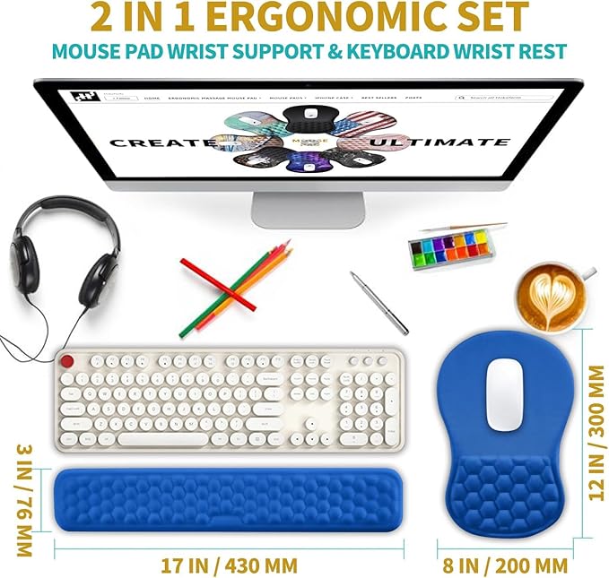 Hokafenle 2 in 1 Ergonomic Mouse Pad Wrist Support & Wrist Rest