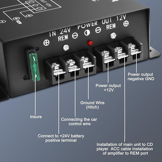 XMSJSIY DC 24V to 12V Step-Down Voltage Converter 100A 1200W DC 20-30V to 12V