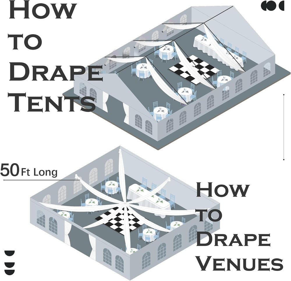 20FT x 50FT Black Ceiling Drapes for Halloween Party Decor