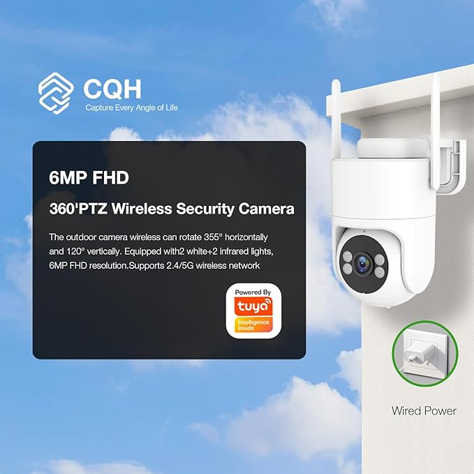 6MP TUYA Security Camera Outdoor, 2.4G/5G WiFi Cameras