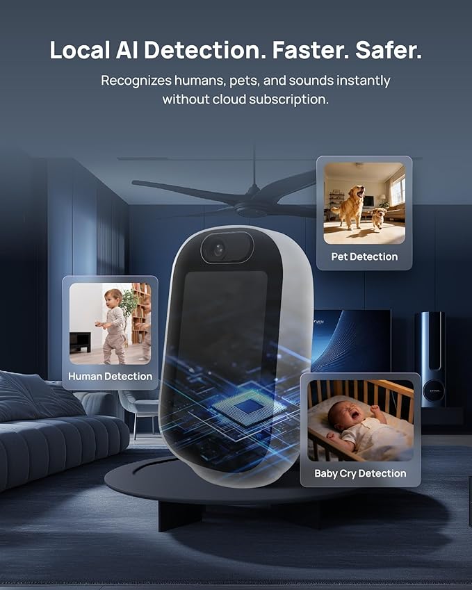 Indoor Security Camera with 4" Screen, 4MP Baby/Elderly Monitor with AI