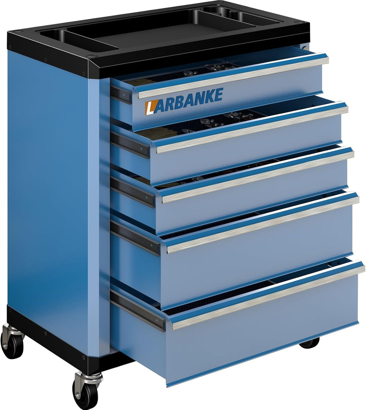 LARBANKE 5-Drawer Rolling Tool Chest with Wheels,Lock&Key,Blue Tool Cabinet